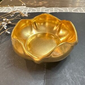 Pickard China Vintage Gold Plated Etched Rose Daisy Tulip Bowl Decor 5 1/4"